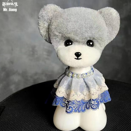 Teddy Kopfmodell mit stehenden Ohren(Grau mit weisser Schnauze)
